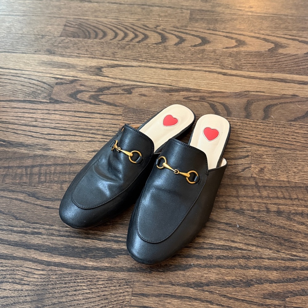 ARQA Black Mules with Gold Buckle